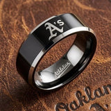 Oakland A's Ring | Black & Silver | Customizable