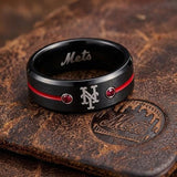 NY Mets Ring | Black & Red CZ | Customizable