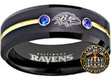 Baltimore Ravens Ring | Black Gold & Blue CZ Wedding Band