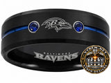 Baltimore Ravens Ring | Black & Blue CZ Wedding Band