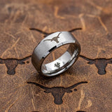 Texas Longhorns Ring | Matte Silver Ring | UT Wedding Band