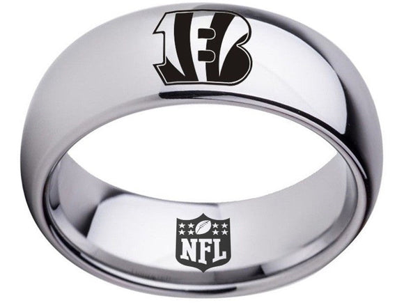 Cincinnati Bengals Ring 8mm Silver Tungsten Wedding Band #bengals