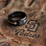 San Diego Padres Ring | Black & Gold CZ | Wedding Band