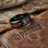 San Diego Padres Ring | Black & Red CZ | Wedding Band