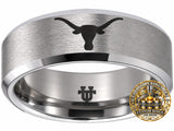 Texas Longhorns Ring | Matte Silver Ring | UT Wedding Band