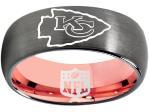 Kansas City Chiefs Ring Grey and Rose Gold Logo Ring Tungsten Ring #chiefs