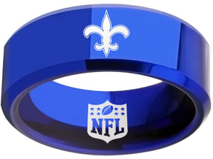 New Orleans Saints Ring 8mm BlueTungsten Logo Ring #saints