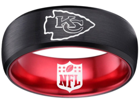 Kansas City Chiefs Ring Black & Red Logo Ring | Sizes 6-13 #chiefs