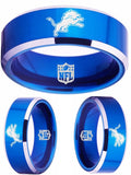 Detroit Lions Ring 8mm Blue Ring Tungsten Ring #lions