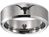 Texas Longhorns Ring | Matte Silver Ring | UT Wedding Band