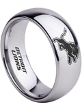 Detroit Lions Ring Silver Ring 8mm Tungsten #lions #nfl