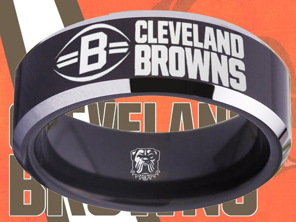 Cleveland Browns Ring Black & Silver Wedding Band | Sizes 4 - 17 | browns dawgpound - Vyben Designs