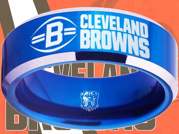 Cleveland Browns Ring Blue & Silver Wedding Band | Sizes 4 - 17 | browns dawgpound - Vyben Designs
