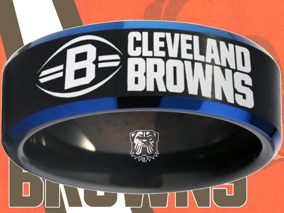 Cleveland Browns Ring Black & Blue Wedding Band | Sizes 6 - 13 | browns dawgpound - Vyben Designs